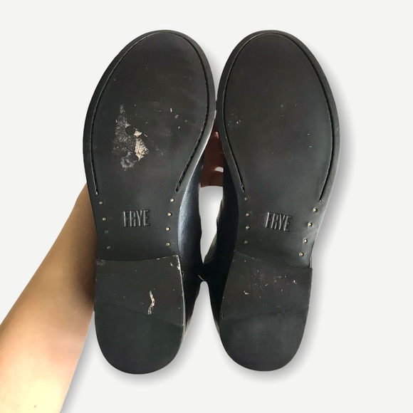 $398 Frye Melissa Stud Black Back Zip Tall Real Leather Black Knee High Boot - Picture 13 of 16